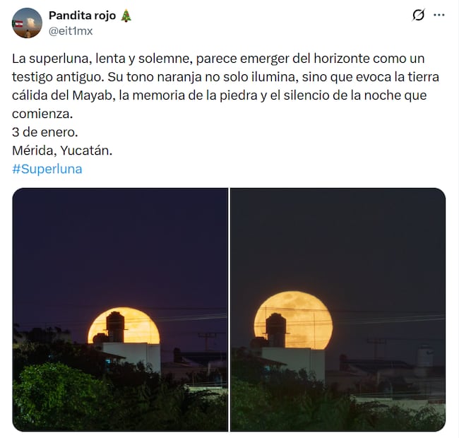 Fotos de la Superluna de Lobo 2026 desde México. Foto: X