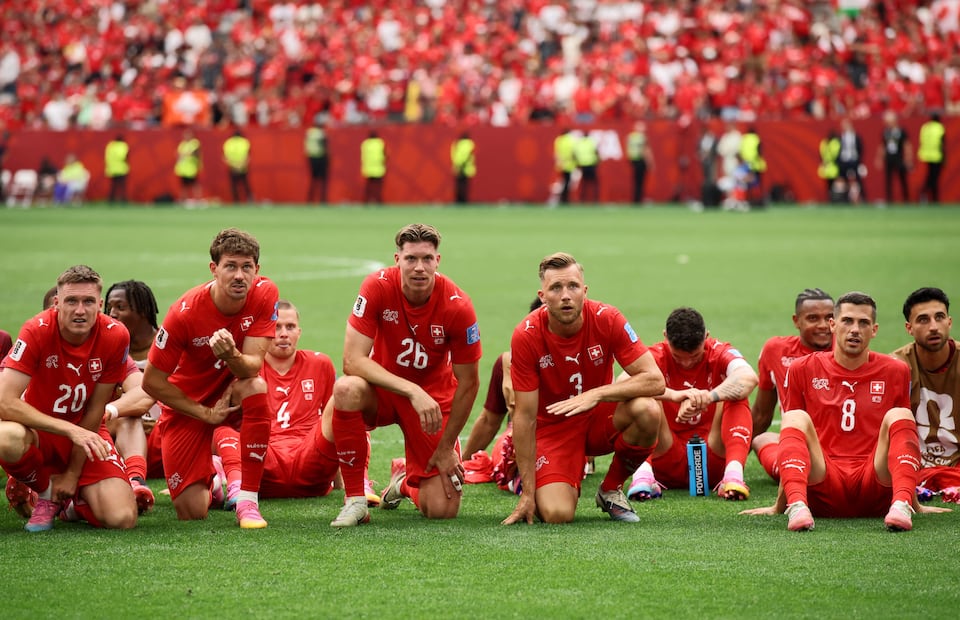 Selección de Suiza en festejo, durante la tercera jornada de la Fase de Grupos del Mundial de 2026 - Foto: AFP