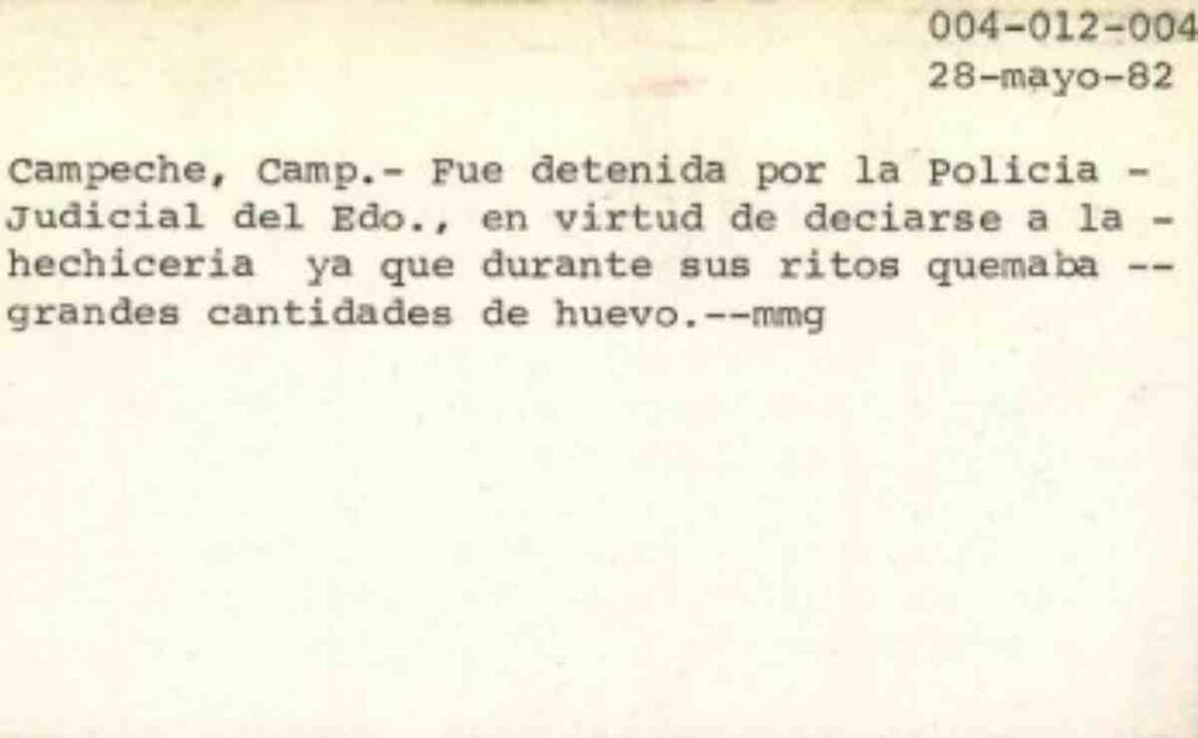 Reporte con folio 004-012-004, fechado el 26 de mayo de 1982 y al cual tuvo acceso EL UNIVERSAL. Foto: Pedro Villa y Caña/EL UNIVERSAL