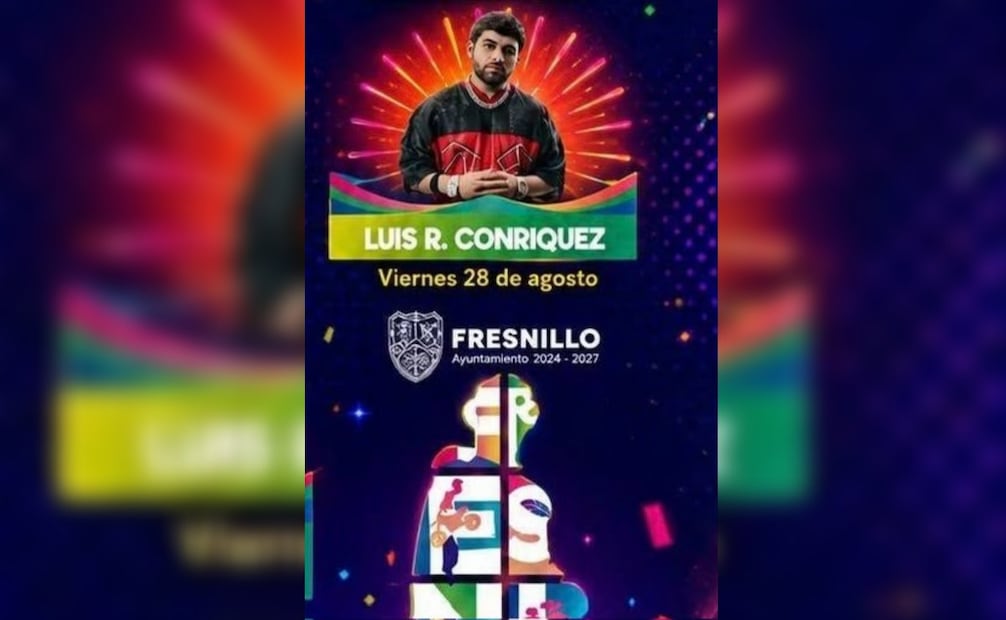 Zacatecas pide cancelar concierto de Luis R. Conríquez programado para la Feria de Fresnillo; señala apología del delito.
Foto: Especial.