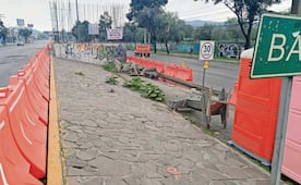 Construyen L5 del Mexibús entre baches en Vía Gustavo Baz