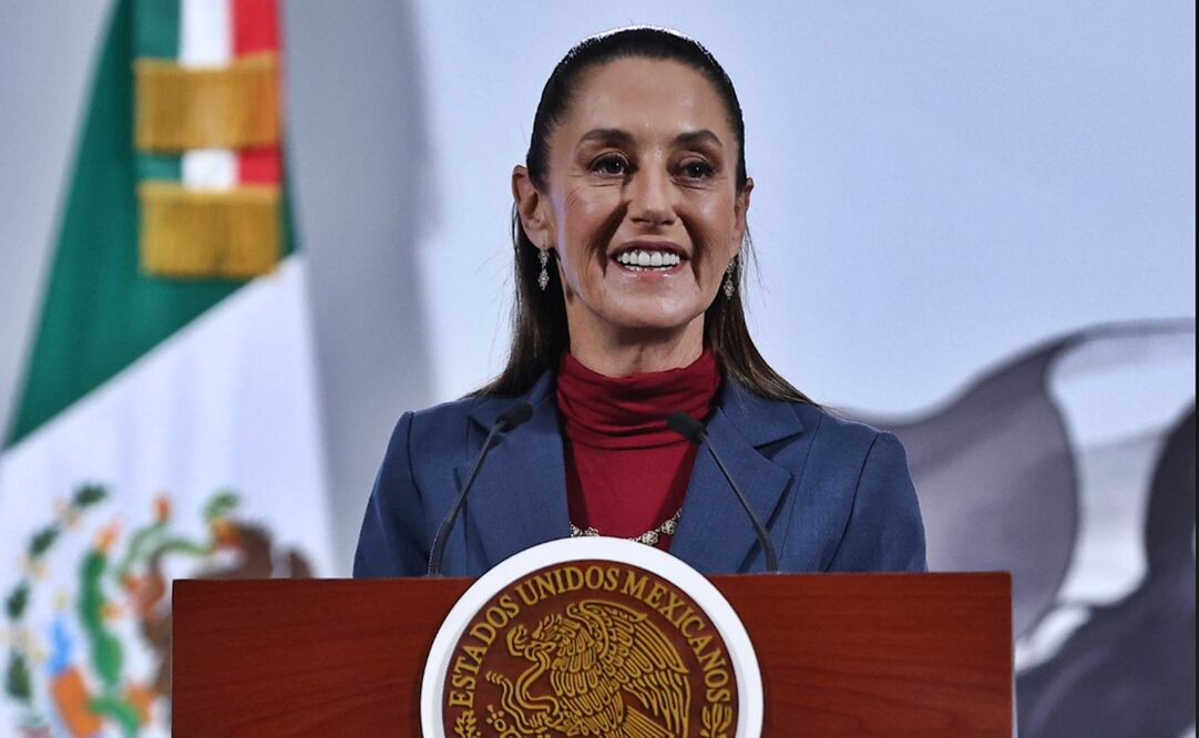 La presidenta Claudia Sheinbaum durante la mañanera del 6 de agosto de 2025. Foto: Berenice Fregoso/EL UNIVERSAL