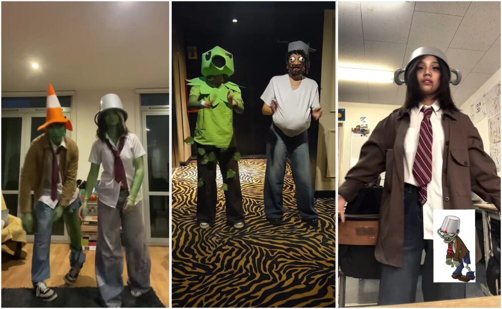 Los disfraces del clásico videojuego "Plantas VS Zombies" son de los más populares en TikTok. Foto: Captura de pantalla
