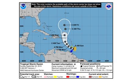 Se forma la tormenta tropical Karen en la cuenca del Caribe