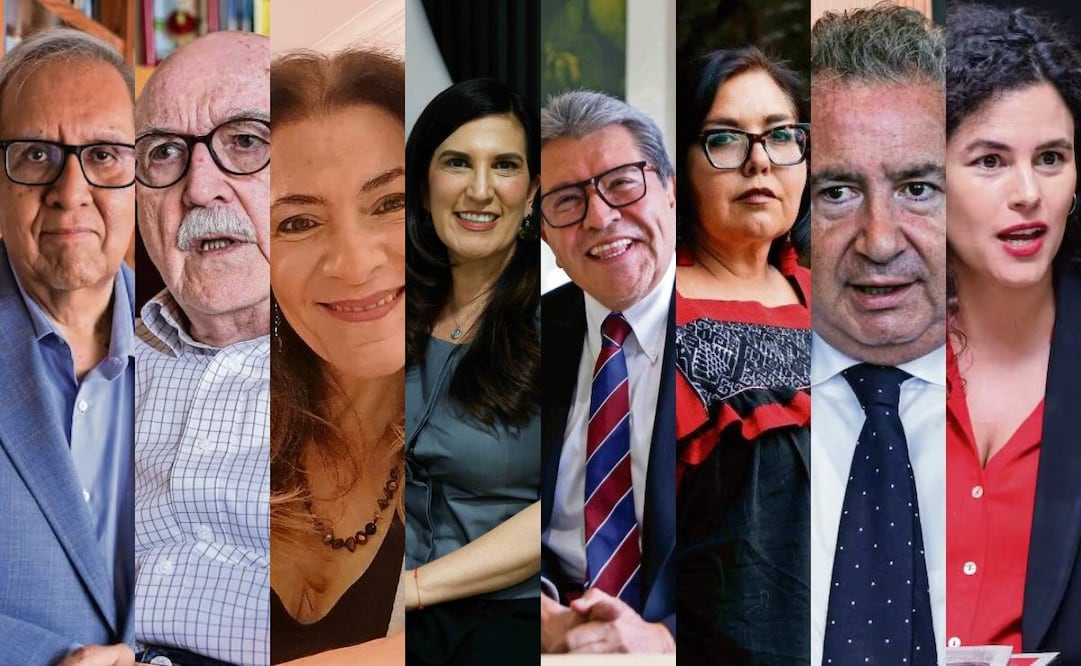 Raúl Trejo, Francisco Valdés, Irene Levy, Ricardo Monreal, Kenia López Rabadan, Emilia Molina, Leonardo Curzio y Alessandra Rojo de la Vega opinan sobre el derecho de las audiencias (13/08/2026). Foto: Gabriel Pano / Diego Simón / EL UNIVERSAL
