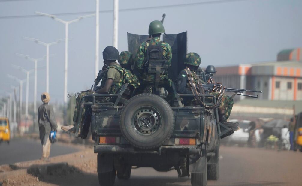 El ejército de Nigeria en la zona de Kaduna Birnin Gwari en Nigeria, el 8 de marzo del 2024. Foto: AP