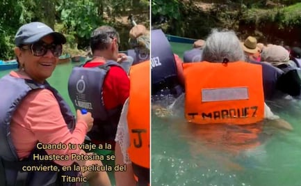 Se hunde lancha en la Huasteca Potosina y lo comparan con el Titanic en TikTok