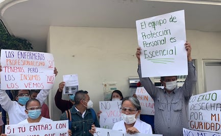 Trabajadores del INER protestan por material para atender coronavirus