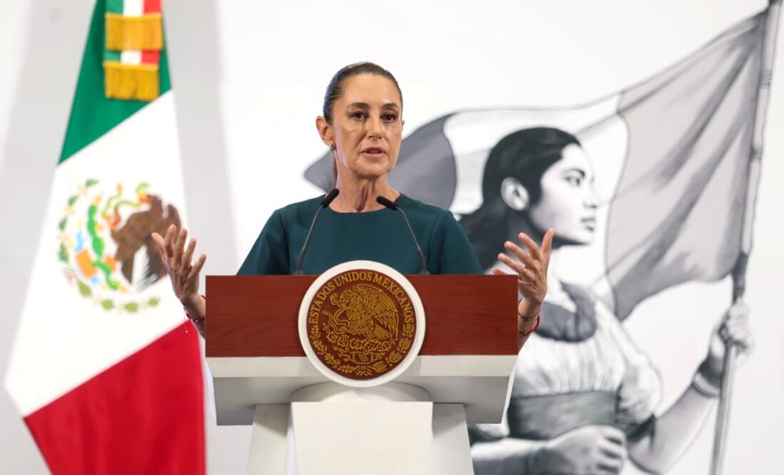 La presidenta Claudia Sheinbaum en la mañanera del 16 de mayo de 2025. Foto: Axel Sánchez/EL UNIVERSAL