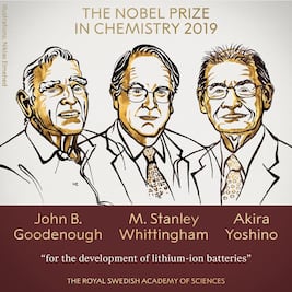 Ganan Nobel de Química Goodenough, Whittingham y Yoshino por desarrollo de baterías de iones de litio