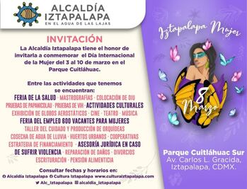 Iztapalapa tendrá una semana de actividades gratuitas por el Día Internacional de la Mujer