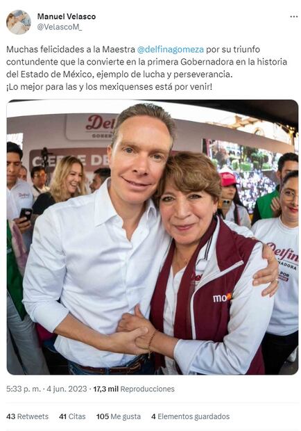 El senador del Partido Verde Ecologista se adelantó al inicio del conteo de votos y felicitó a la candidata / Foto: Twitter