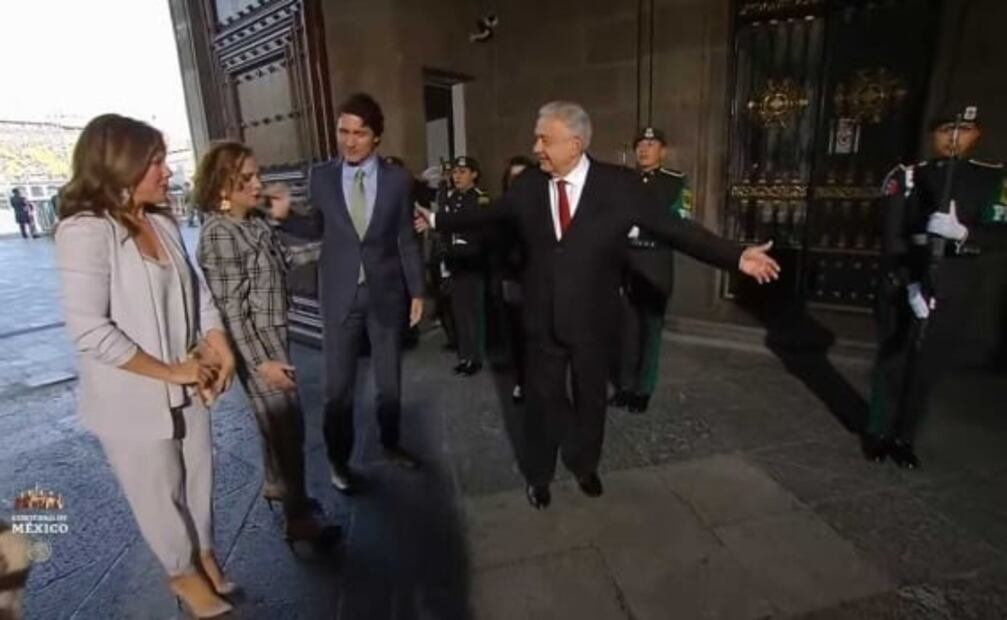 AMLO recibe a Justin Trudeau en Palacio Nacional para reunión bilateral