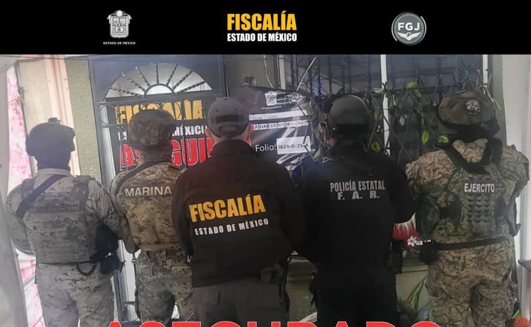 Elementos federales y estatales aseguran inmueble en Ecatepec utilizado para almacenar y vender droga; hay dos detenidos. Foto: Especial.