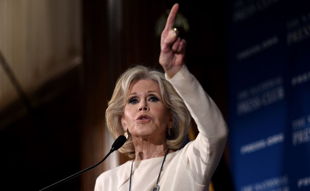 Jane Fonda, que cumplirá 82 años el sábado, dijo este martes en el National Press Club que se le ocurrió ese plan el día después de la elección de Trump en 2016. Foto: AFP 
