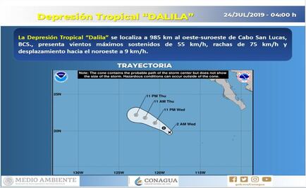 Tormenta tropical Dalila se degrada a Depresión Tropical 