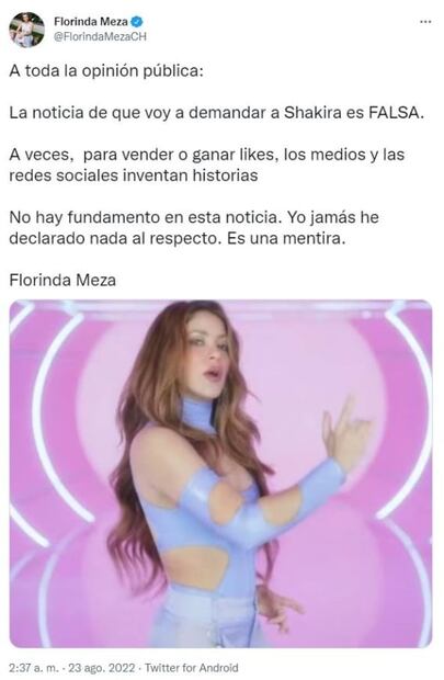 Florinda Meza habla de la supuesta demanda contra Shakira