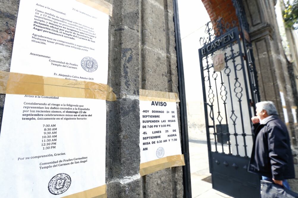 La Iglesia de El Carmen estuvo cerrada durante el domingo (BERENICE FREGOSO. EL UNIVERSAL)