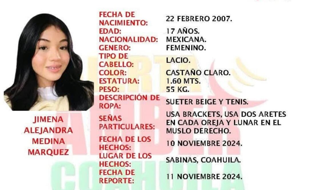 La Secretaría de Seguridad de Coahuila confirmó el hallazgo del cadáver de Jimena. Foto: Especial