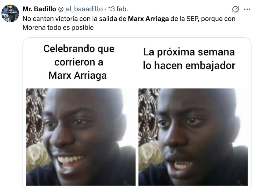 Los mejores memes que dejó la salida de Marx Arriaga de la SEP. Foto: Captura de pantalla