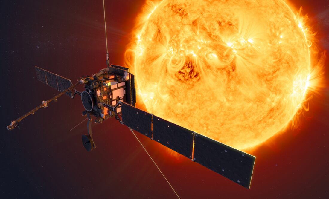 Ilustración del sobrevuelo solar de la misión Solar Orbiter. Foto: (ESA)