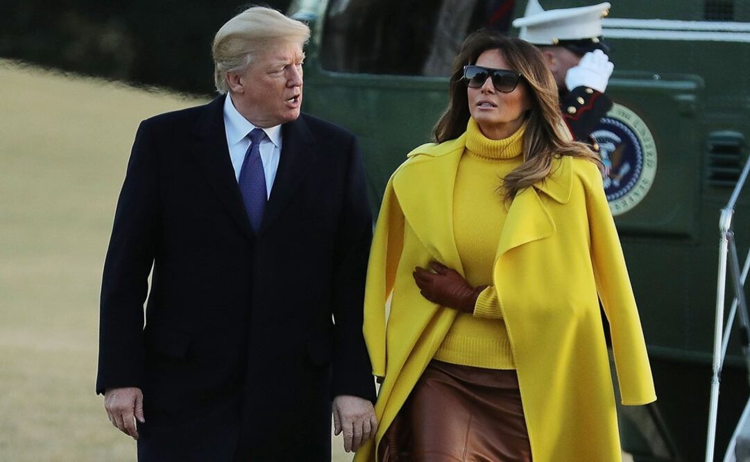 El presidente de estadounidense Donald Trump y la primera dama Melania Trump regresan a la Casa Blanca (Foto: EFE)