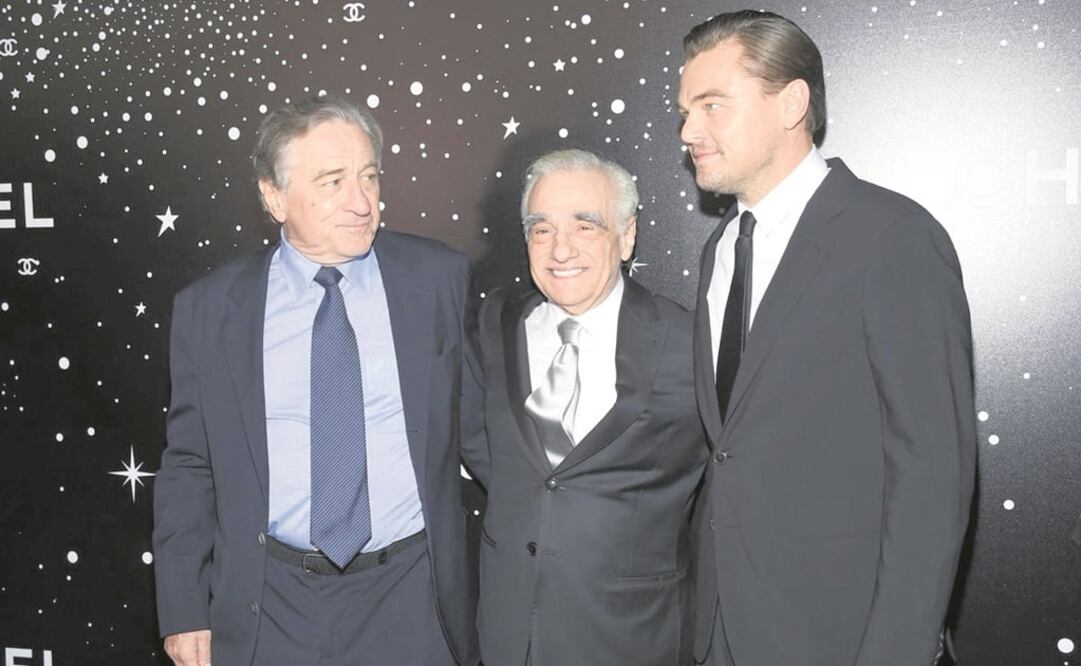 De Niro, Scorsese y DiCaprio en la gala benéfica en el Museo de Arte Moderno. Foto: TWITTER 