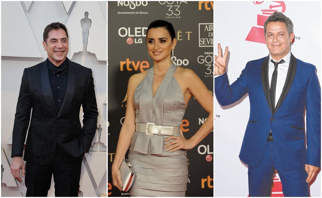 Javier Bardem, Penélope Cruz y Alejandro Sanz. Fotos: AP y EFE