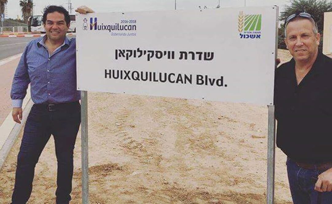 El alcalde de Huixquilucan, Enrique Vargas del Villar, con el alcalde Gadi Yarkoni en Israel. (Twitter: @EnriqueVargasdV)