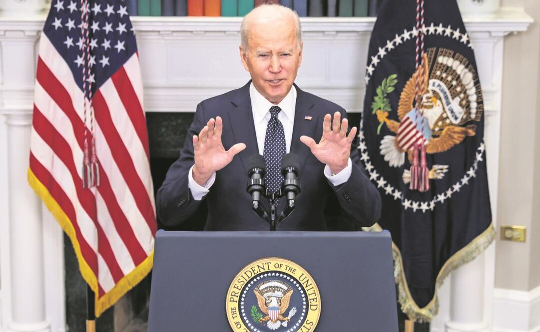 El presidente estadounidense, Joe Biden, ayer al dar una conferencia en la Casa Blanca sobre la crisis ucraniana. Foto: Oliver Contreras/ EFE.