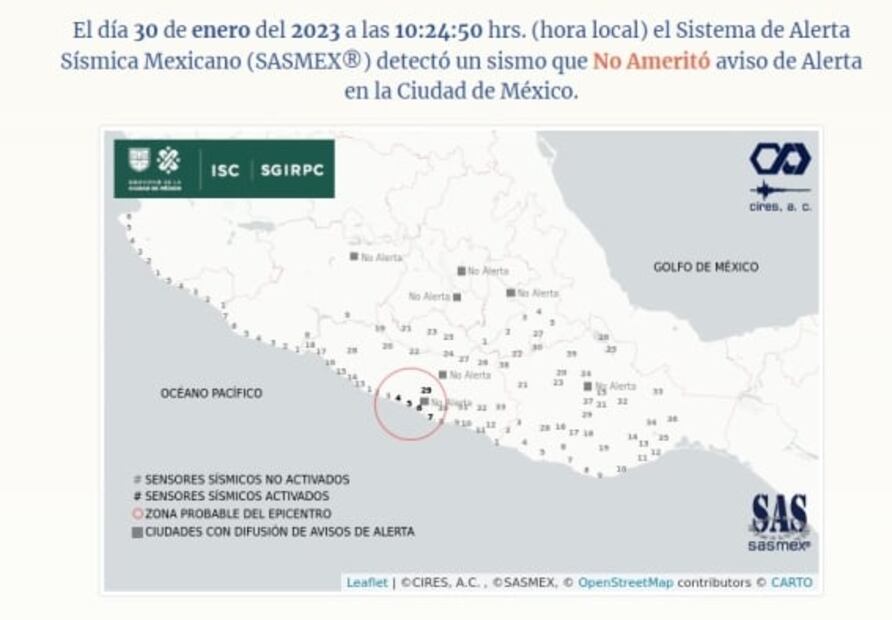 Reportan sismo de magnitud 4.6 con epicentro en Coyuca de Benítez, Guerrero