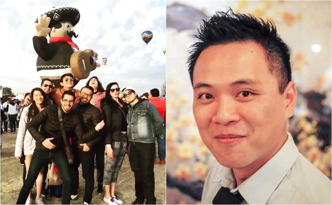 (Izq) Se observa a Amy Huang, a la izquierda, acompañada de amigos en un festival de globos aeroestáticos en Teotihuacán, México. (Der) En este retrato de 2010 cortesía de Moises Li, se observa la imagen de Pepe Lin en una fiesta de cumpleaños (Foto: AP)