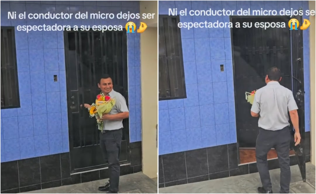 ¡Viva el amor! Chófer detiene su ruta para llevar flores a su pareja y se viraliza. Foto: Captura de pantalla
