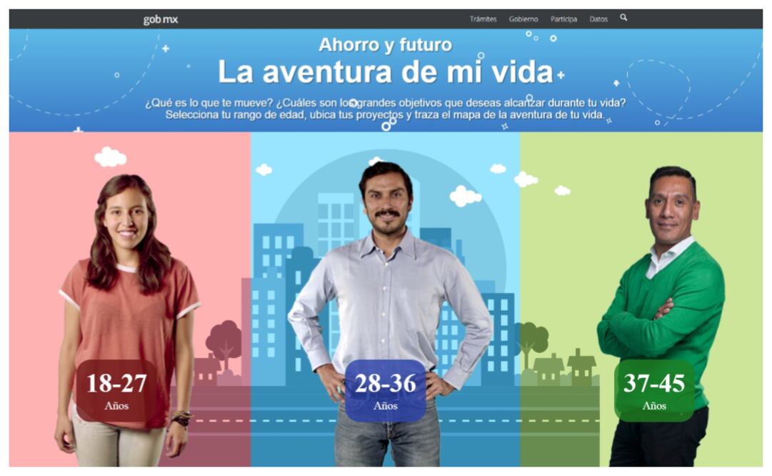 El primer paso para navegar es elegir el rango de edad que corresponde a cada usuario y luego se seleccionan diferentes apartados