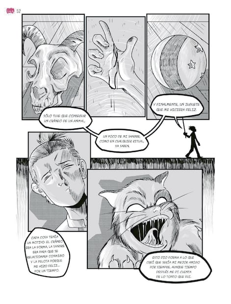 Uno de los libros incluye una historieta sobre un niño solitario que realiza un ritual para tener un amigo.