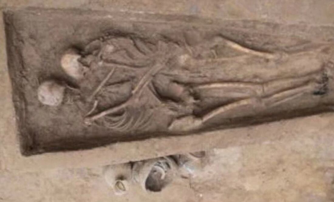 Esqueletos encontrados enterrados en el norte de China. Foto: QIAN WANG vía Europa Press