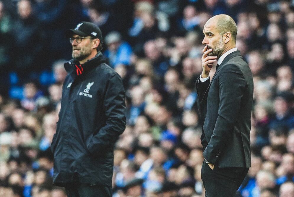Jurgen Klopp y Pep Guardiola, técnicos del Liverpool y Manchester City - Foto: Especial
