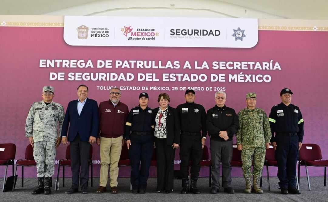 Delfina Gómez entrega 200 nuevas patrullas en Edomex (29/01/2025). Foto: Especial