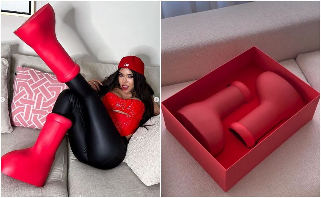 La influencer Yeri Mua lució las botas en tendencia de MSCHF. /Foto: Instagram Yeri Mua y MSCHF Sneakers