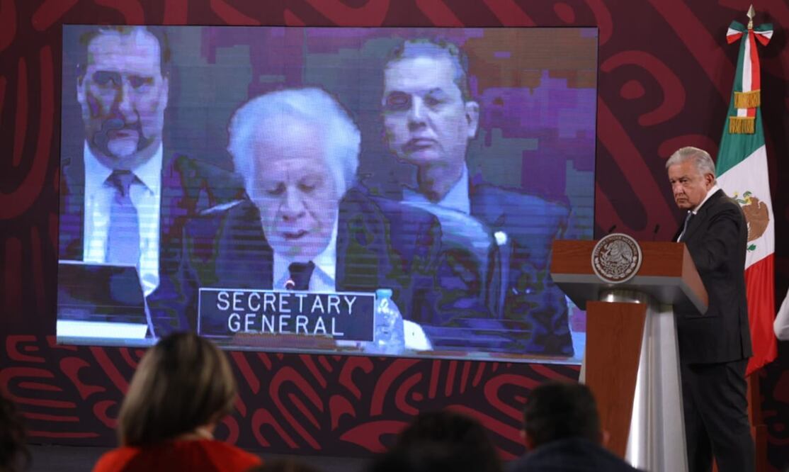 El presidente Andrés Manuel López Obrador destacó que pese a la actitud muy conservadora y antidemocrática, Luis Almagro, secretario general de la OEA condenó el asalto a la embajada de México en Ecuador. Foto: Juan Boites/EL UNIVERSAL