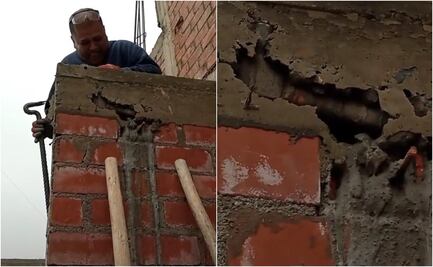 ¡¿Qué es eso?!: Albañiles construyen casa y dejan el martillo dentro del concreto