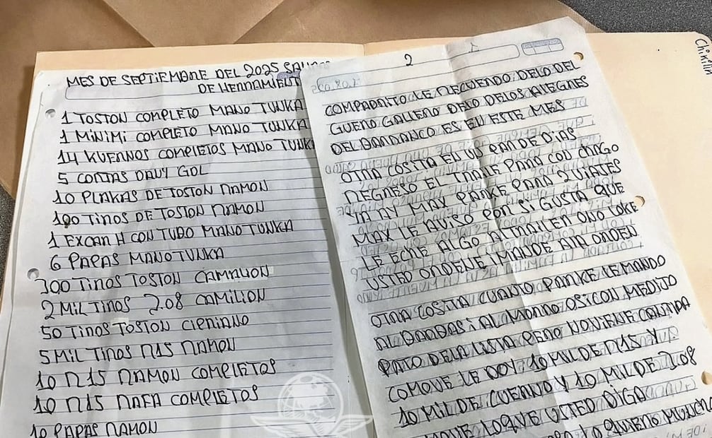 Control mensual de las armas, granadas de fragmentación y municiones entregadas por el CJNG, además de otros gastos como funeral. Foto: Valente Rosas/ EL UNIVERSAL