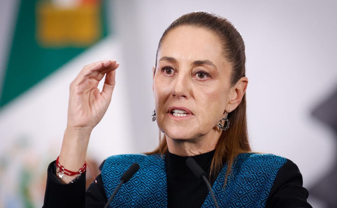 La presidenta Claudia Sheinbaum durante la mañanera del 3 de marzo. Foto: Diego Simón / EL UNIVERSAL