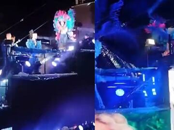 Yuri se cae en carro alegórico en Carnaval de Veracruz y arremete contra el chofer