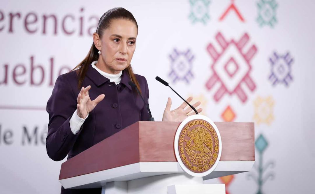 La presidenta Claudia Sheinbaum durante la mañanera del 14 de enero del 2026. Foto: Diego Simón / EL UNIVERSAL