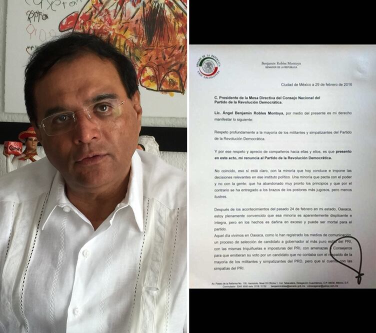 Presenta Benjamín Robles su carta de renuncia al PRD