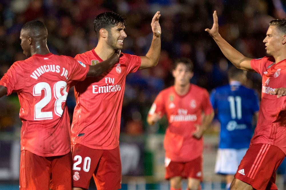 Festejo de Marco Asensio. Foto: AFP