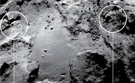Rosetta detecta regiones de agua helada sobre cometa 67P