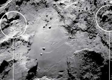 Rosetta detecta regiones de agua helada sobre cometa 67P