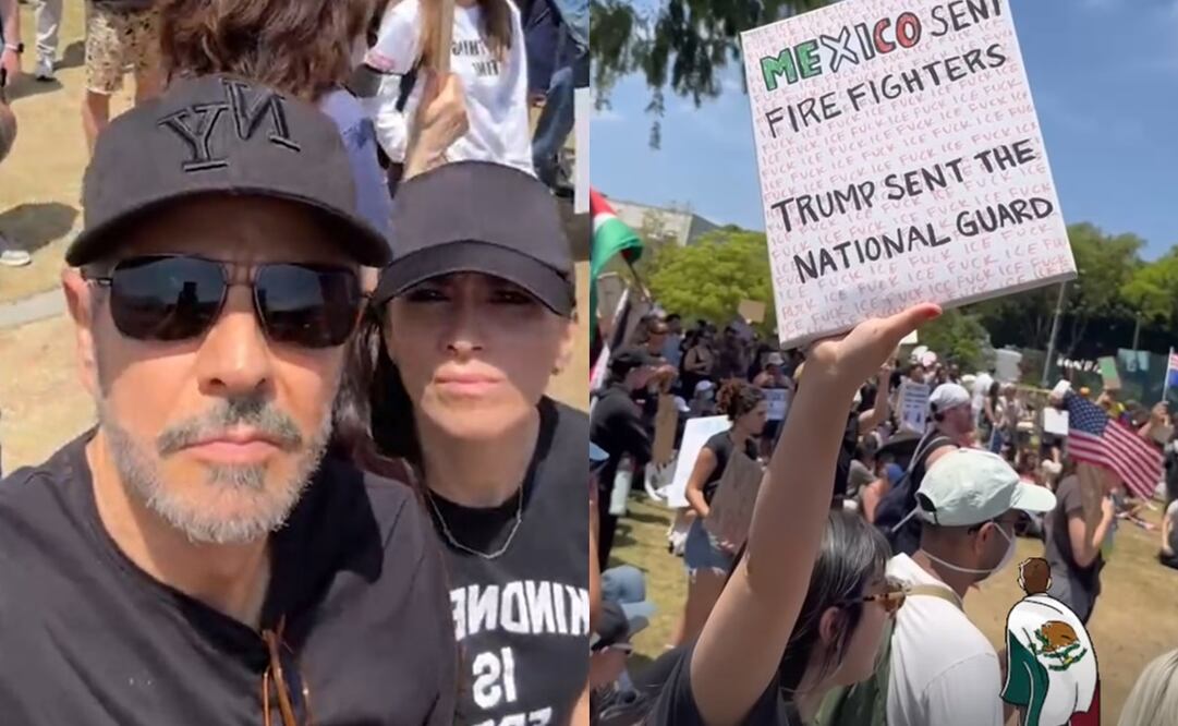 Eugenio Derbez y Alessandra Rosaldo protestan en las calles contra la crisis migratoria. Foto: Instagram oficial.